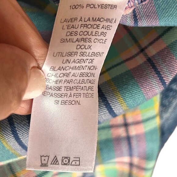 Vineyard Vines Shirt Womens Plaid Adj Long Sleeve Sz 8 Tunic Preppy Logo - Picture 9 of 13